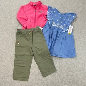 Columbia Jacket Pink Fleece Cat & Jack Dress Blue Oshkosh Pants Green Bundle 3T